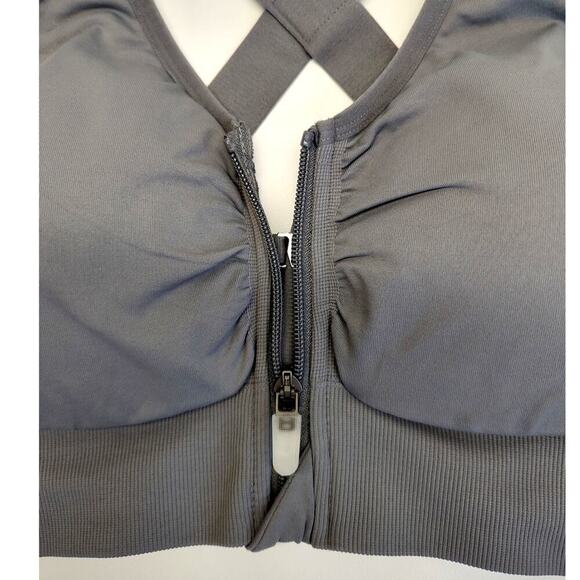 Sports Bra Gray Zip Front Size XXL - Picture 3 of 5